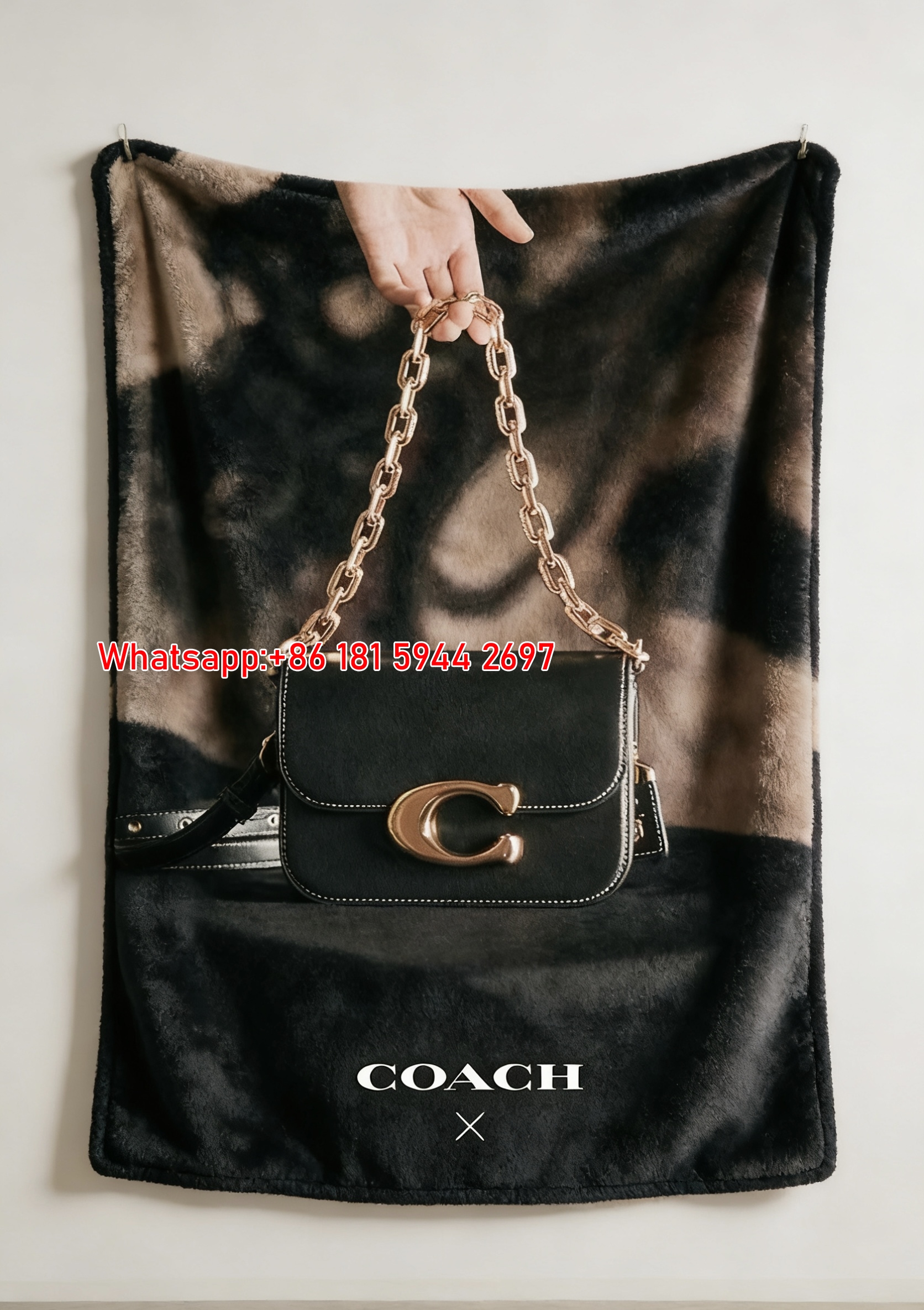 Coach Multicolor Saddle Bag Cityscape Print Flannel Sofa Throw Blanket C271